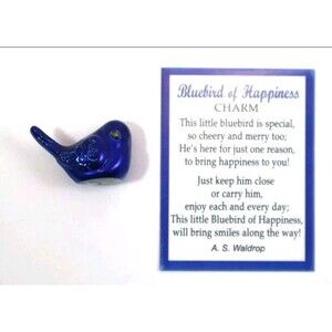 Y5 BLUEBIRD OF HAPPINESS Pocket charm blue bird figurine Ganz  miniature